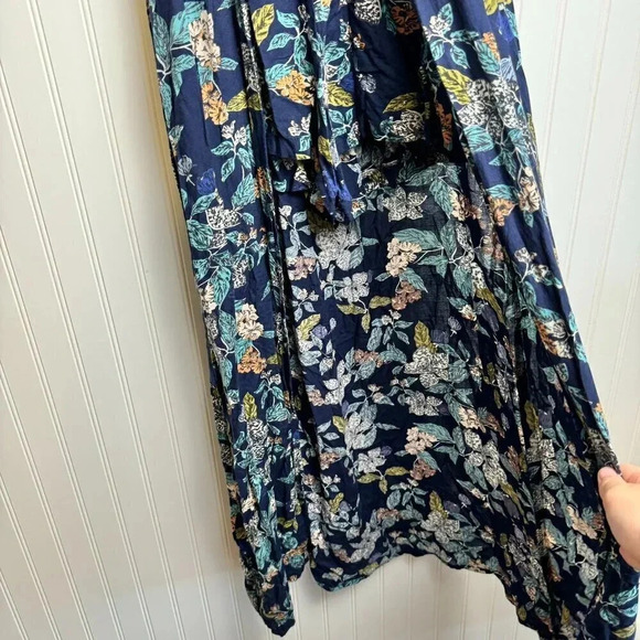 Angie Navy Floral Romper/Maxi Dress Size Large A48 - Picture 4 of 8